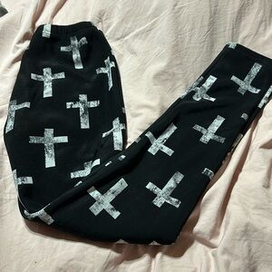 Cross leggings with warm fur size S/M